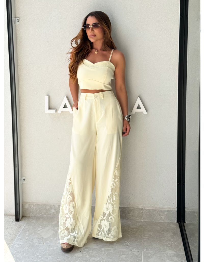 Conjunto Calça Rendado Daiane Manteiga