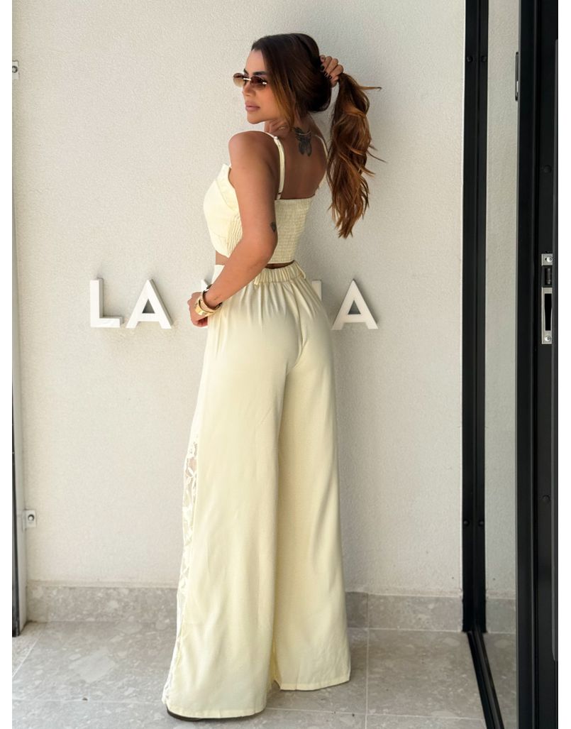 Conjunto Calça Rendado Daiane Manteiga