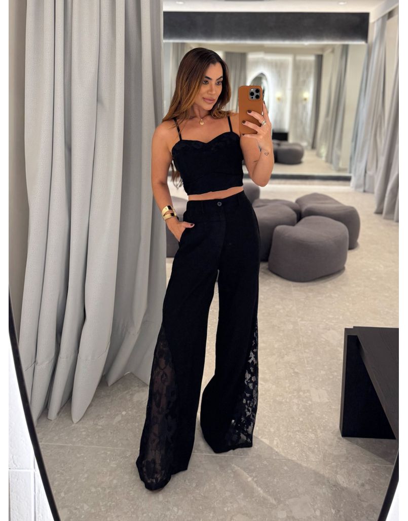 Conjunto Calça Rendado Daiane Preto