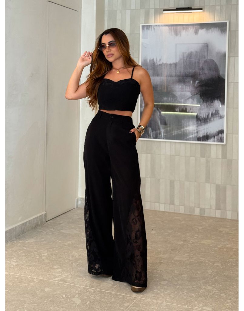 Conjunto Calça Rendado Daiane Preto