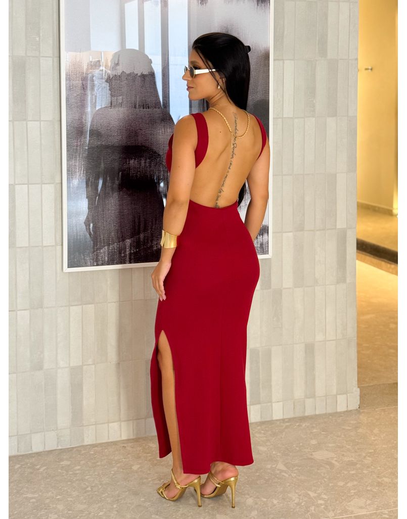 Vestido Canelado Havana Vermelho