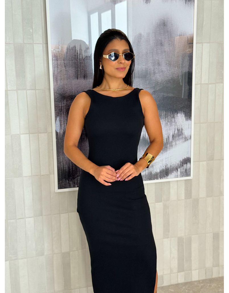 Vestido Canelado Havana Preto