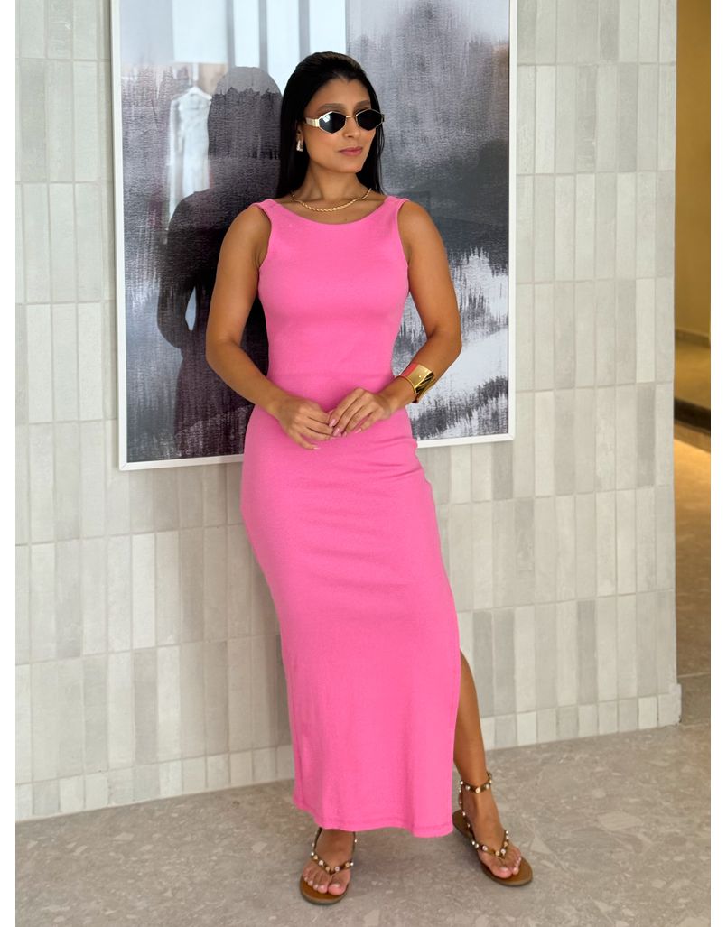 Vestido Canelado Havana Rosa