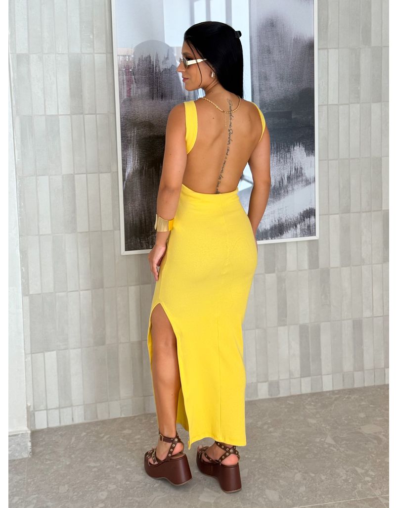 Vestido Canelado Havana Amarelo