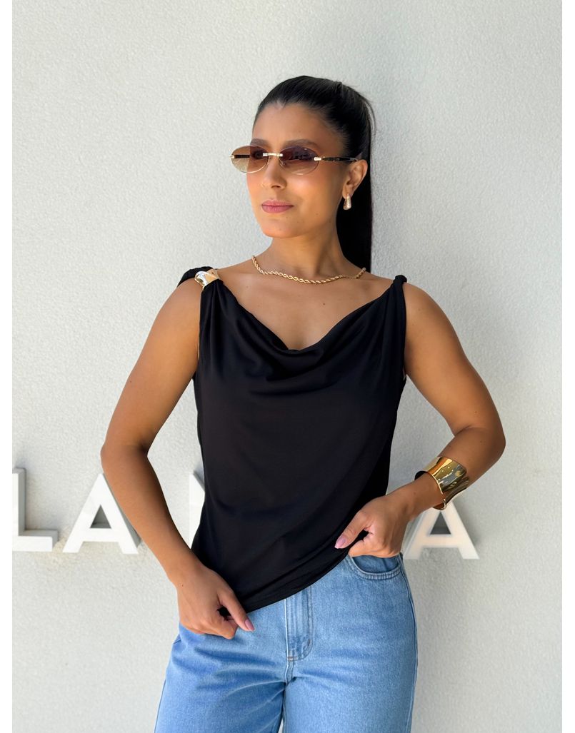 Blusa Ombro a Ombro Emília Preta - Loja La Mina 