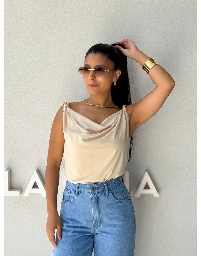 Blusa Ombro a Ombro Emília Areia - Loja La Mina 