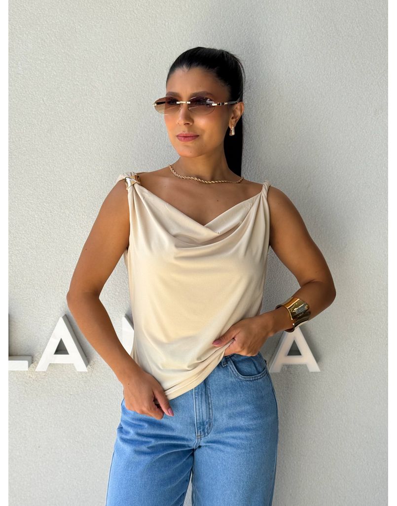 Blusa Ombro a Ombro Emília Areia 