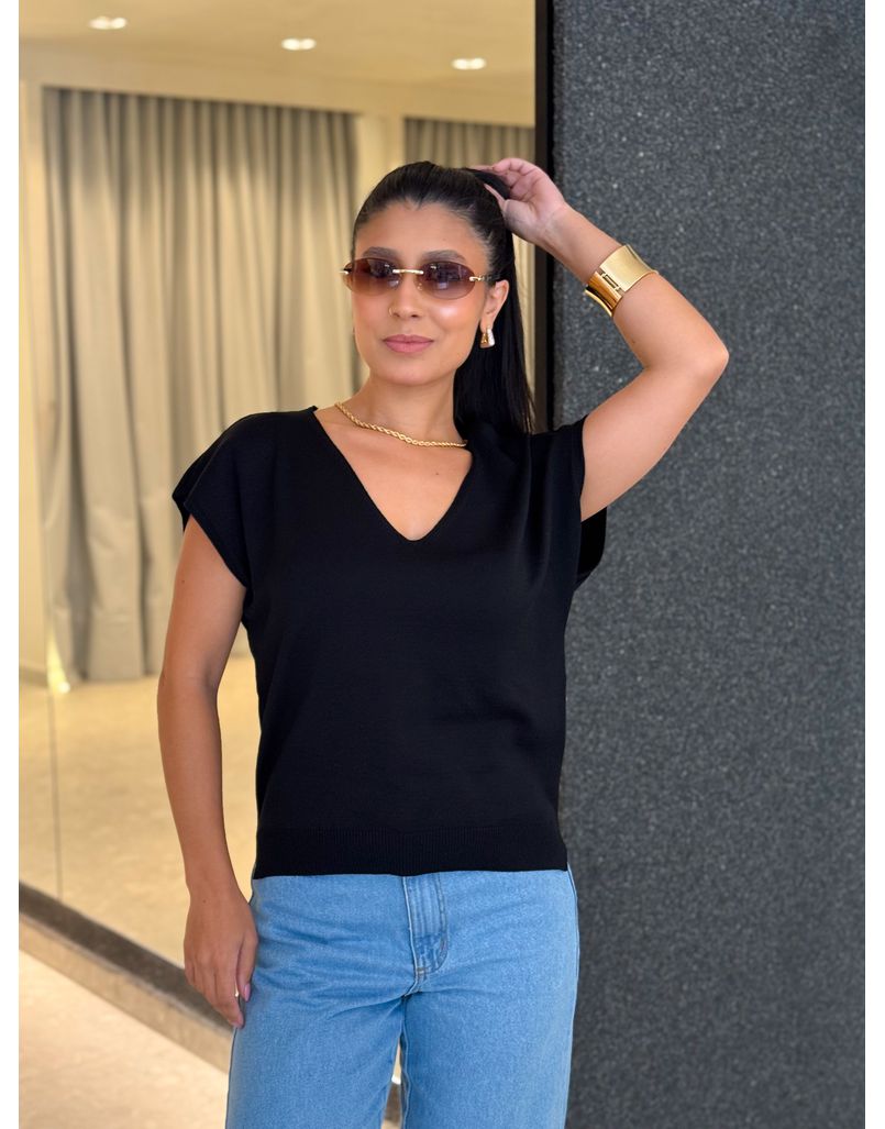 Blusa Decote Eliane Preta - Loja La Mina 