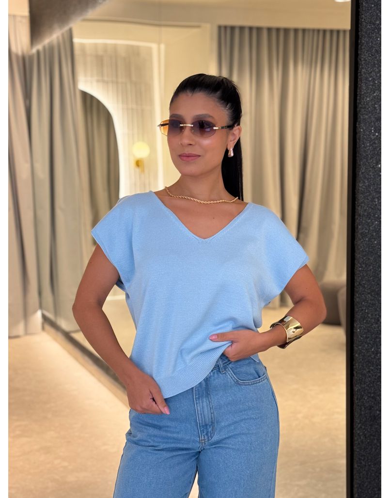Blusa Decote Eliane Azul