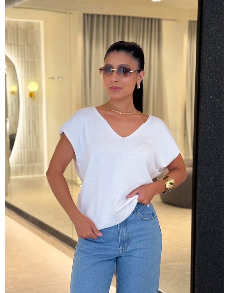 Blusa Decote Eliane Branca