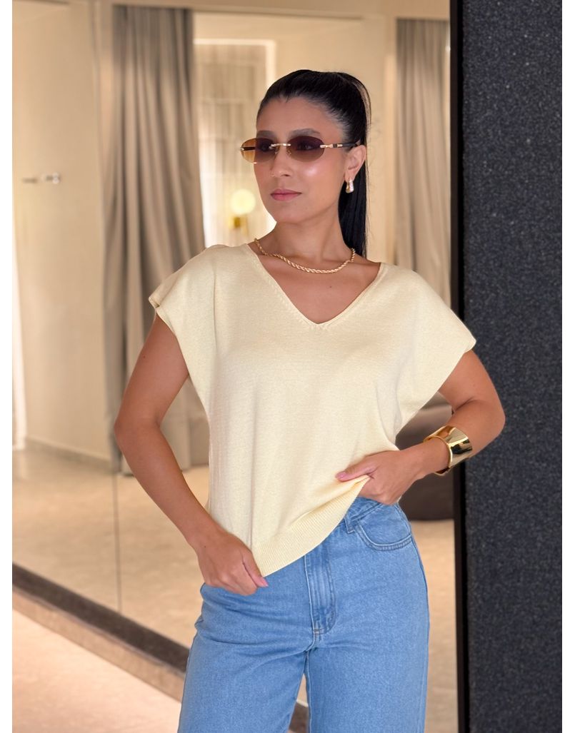 Blusa Decote Eliane Amarela - Loja La Mina 