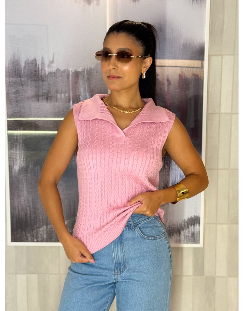 Blusa Gola Polo Pamela Rosa