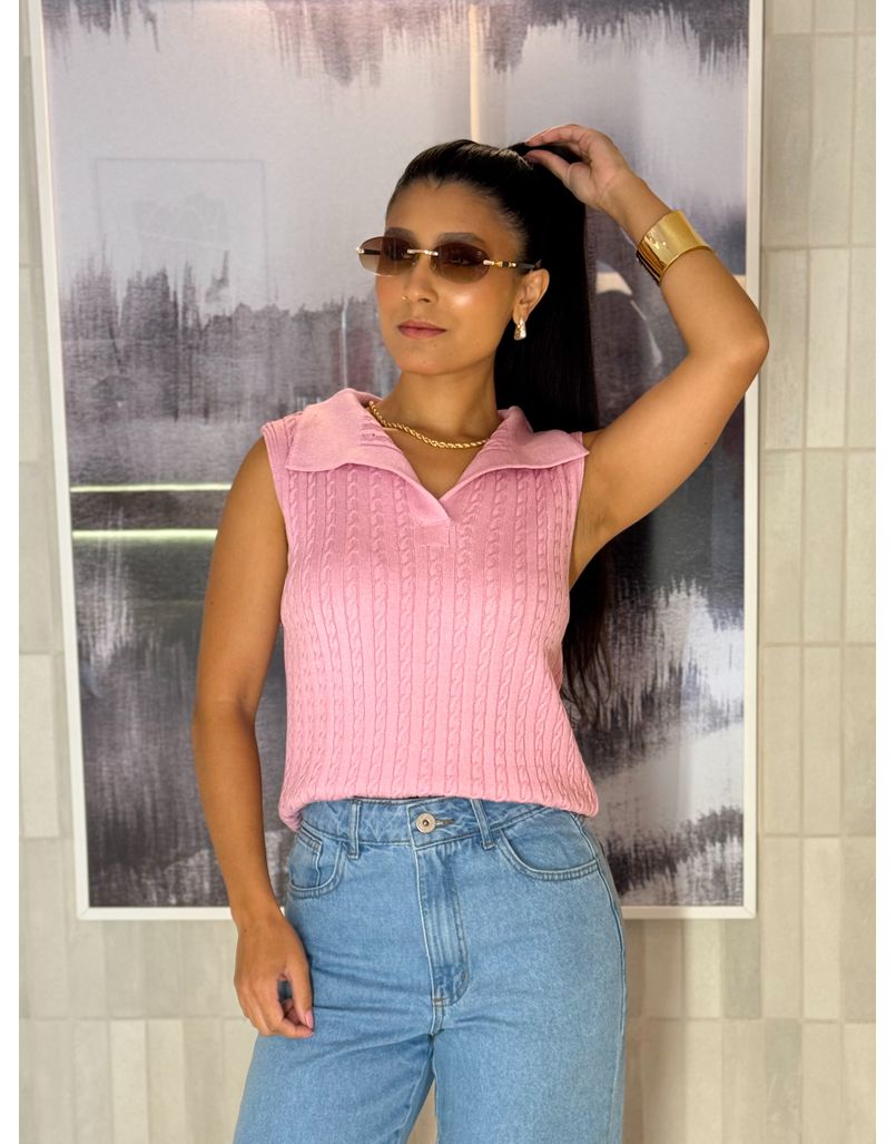 Blusa Gola Polo Pamela Rosa