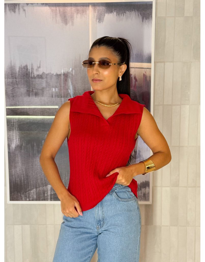 Blusa Gola Polo Pamela Vermelha - Loja La Mina 