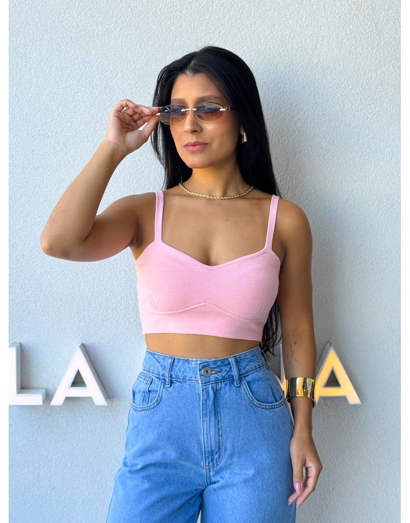 Cropped Tricot Alça Kenia Rosa