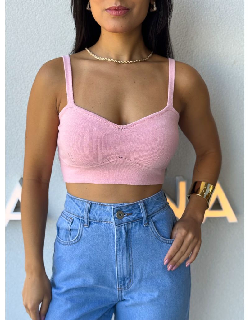 Cropped Tricot Alça Kenia Rosa