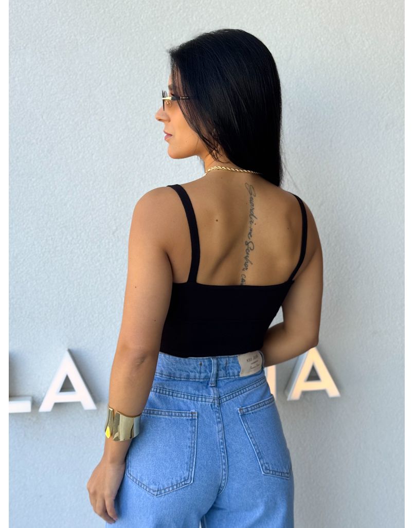 Cropped Tricot Alça Kenia Preto
