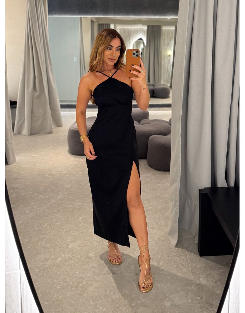Vestido Midi Carine Preto - Loja La Mina 