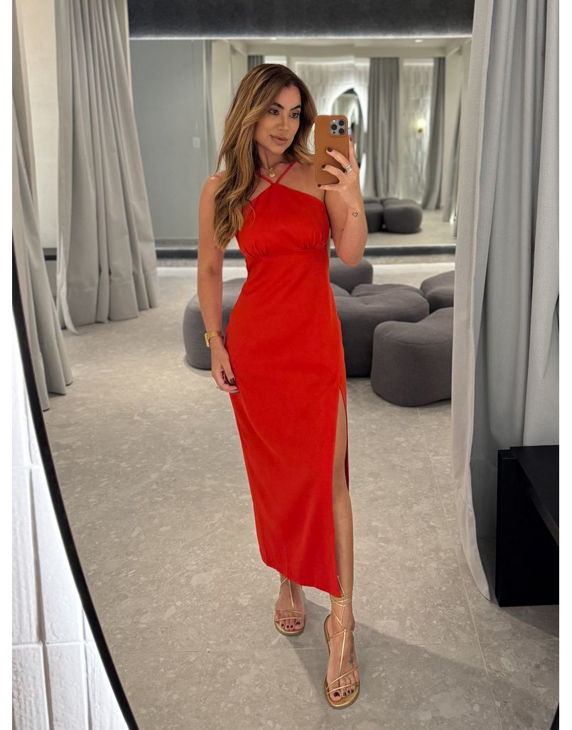 Vestido Midi Carine Vermelho 