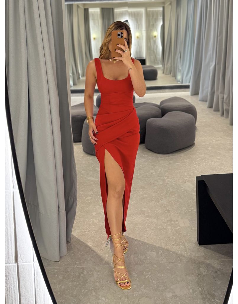 Vestido Midi Ananda Vermelho