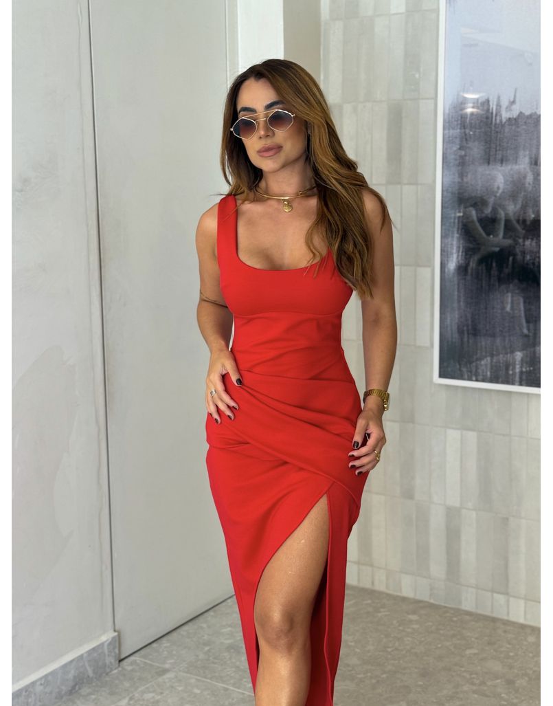 Vestido Midi Ananda Vermelho