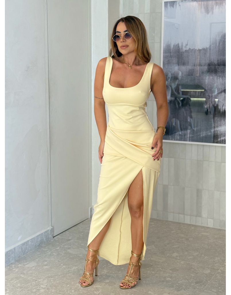 Vestido Midi Ananda Amarelo - Loja La Mina 