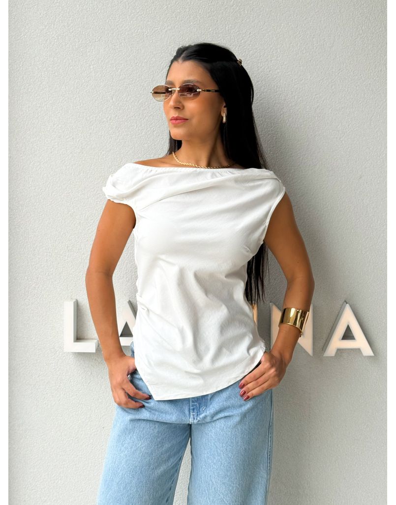 Blusa Assimétrica Lila Branca - Loja La Mina 