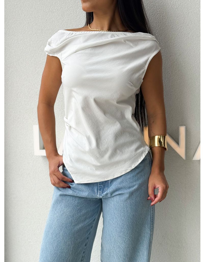 Blusa Assimétrica Lila Branca