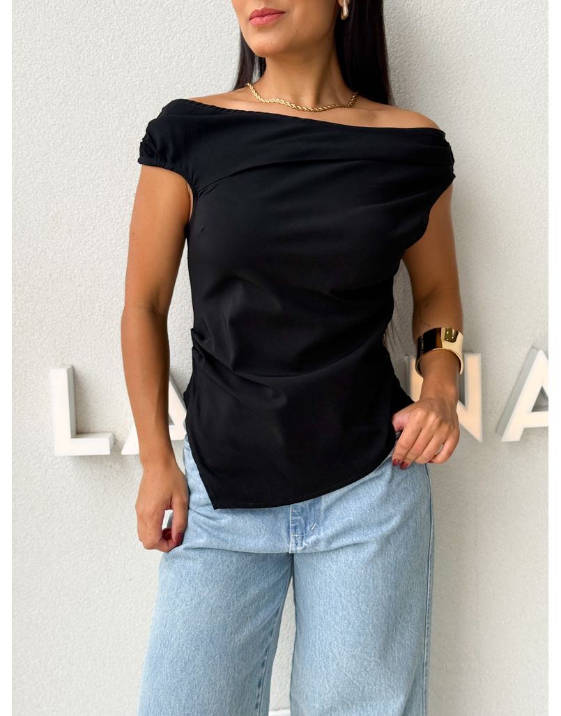 Blusa Assimétrica Lila Preta