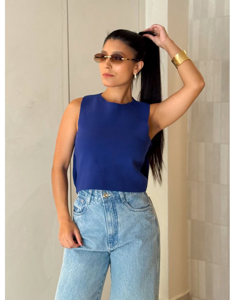 Blusa Laço Sandra Azul 