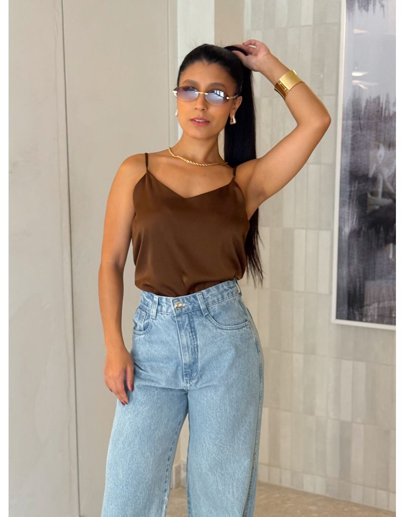 Blusa Cetim Cristiane Café 