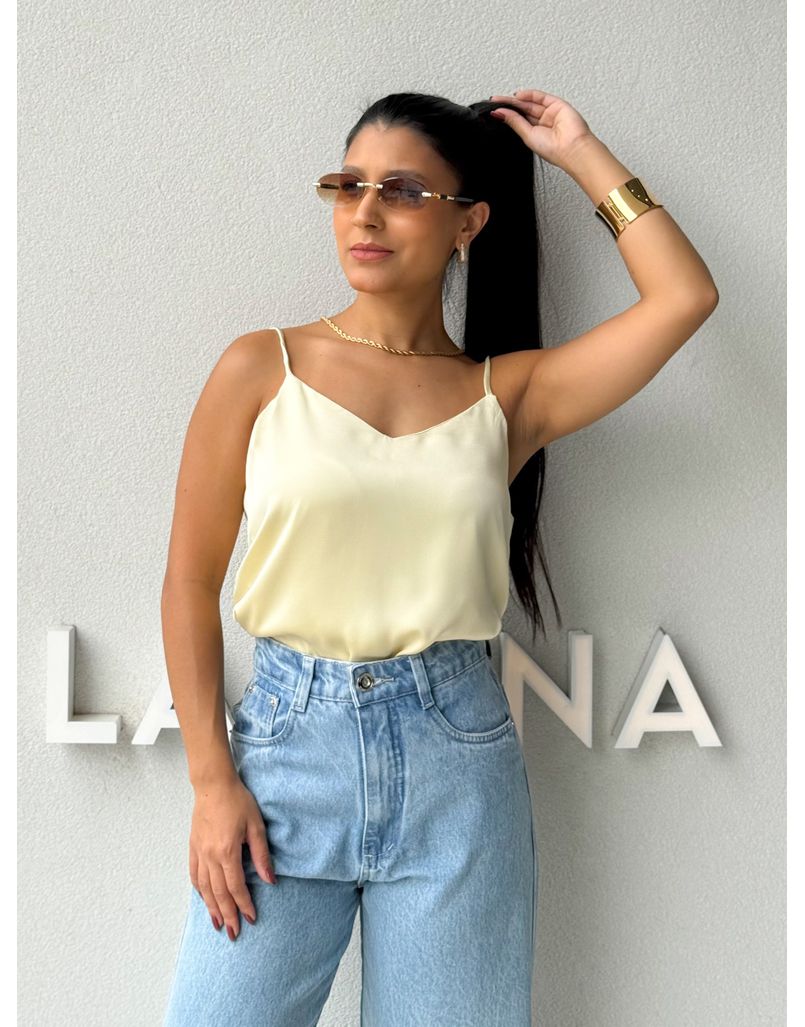 Blusa Cetim Cristiane Manteiga