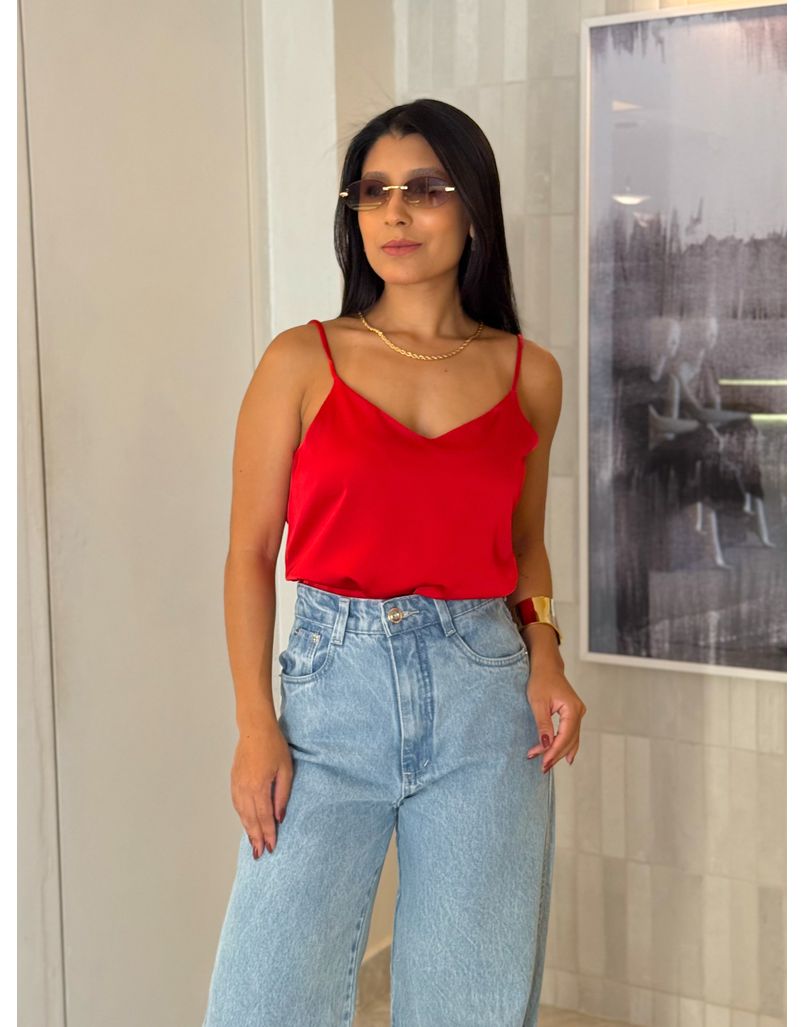 Blusa Cetim Cristiane Vermelha - Loja La Mina 