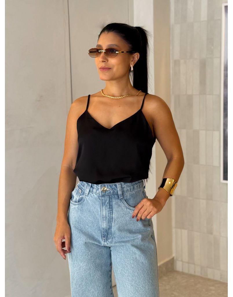 Blusa Cetim Cristiane Preta