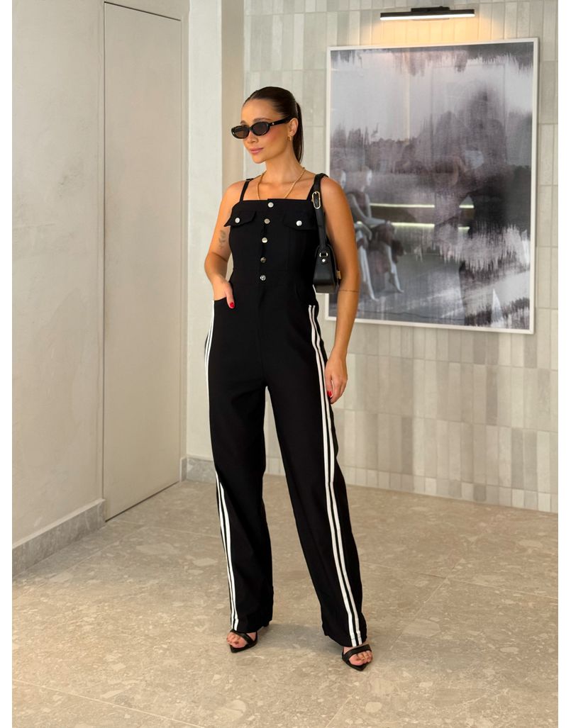 Macacão Listra Marina Preto