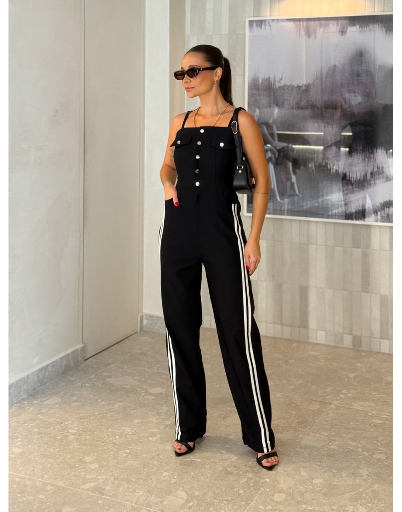 Macacão Listra Marina Preto