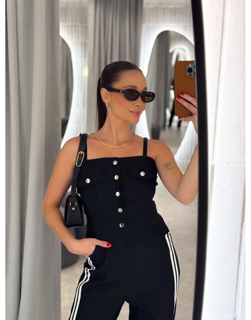 Macacão Listra Marina Preto