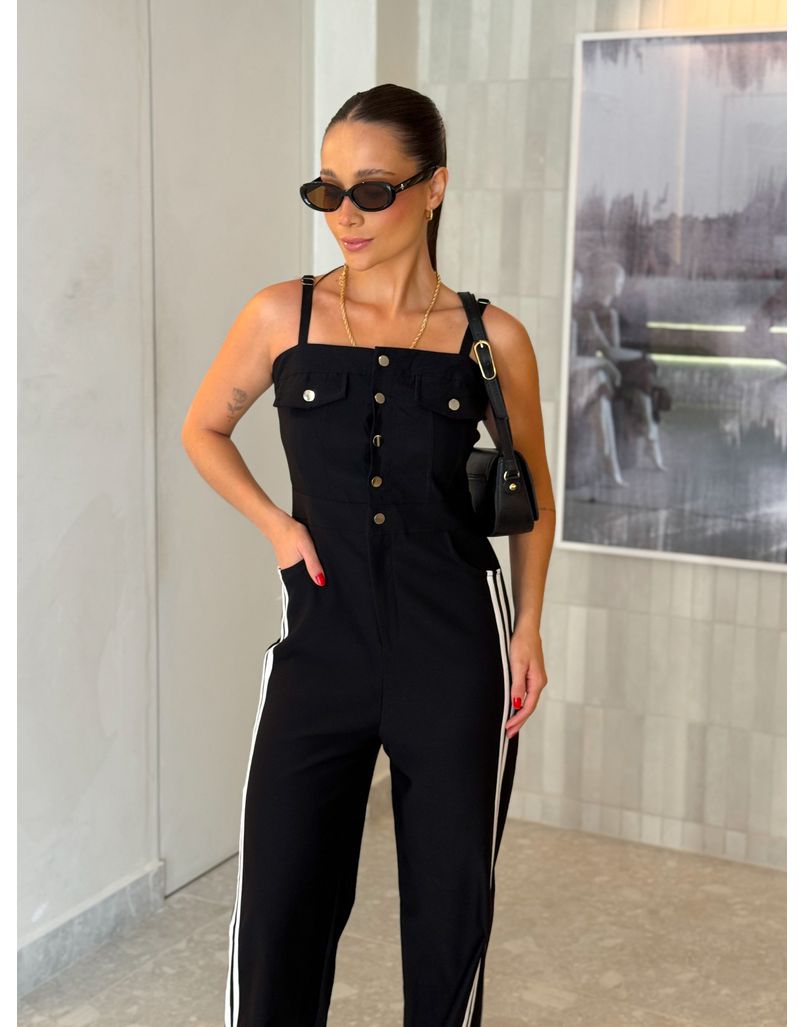 Macacão Listra Marina Preto