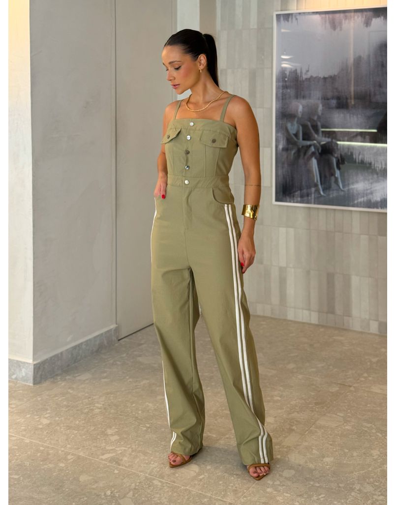 Macacão Listra Marina Verde - Loja La Mina 