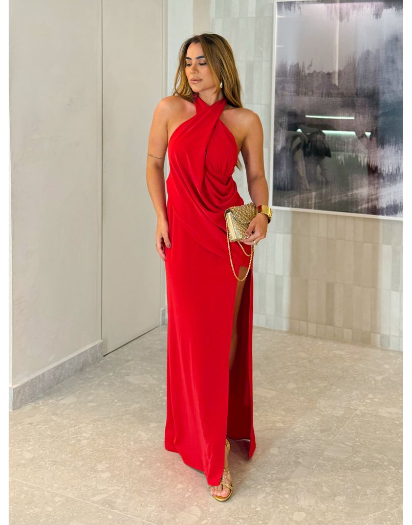 Vestido Longo Claudia Vermelho - Loja La Mina 