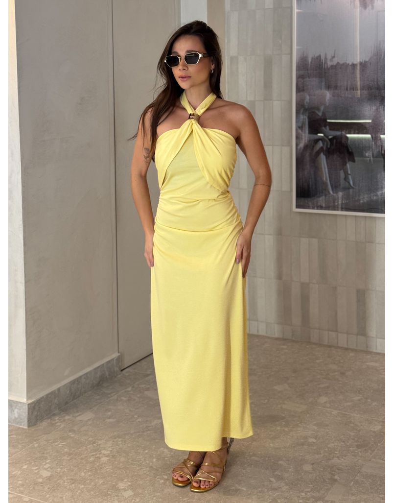 Vestido Midi Natasha Amarelo - Loja La Mina 