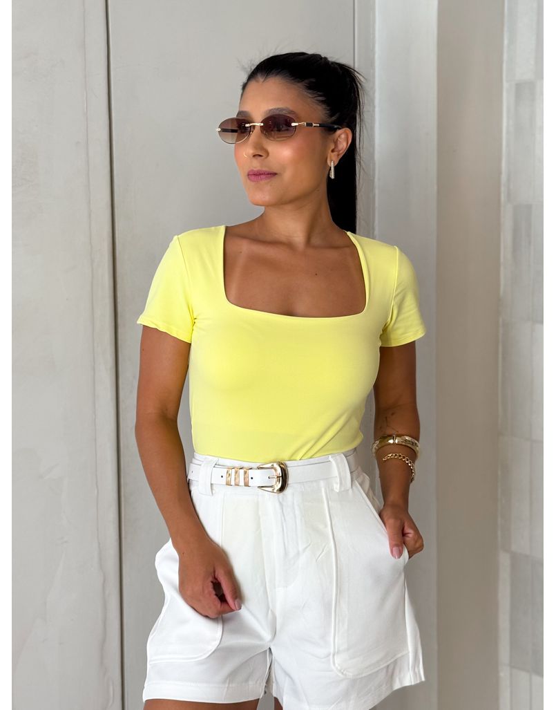 Body Manguinha Lara Amarelo