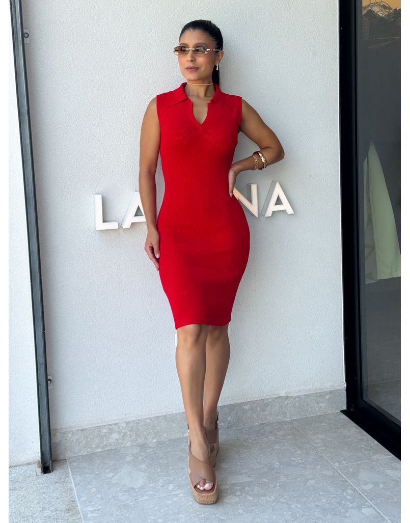 Vestido Gola Polo Chloe Vermelho