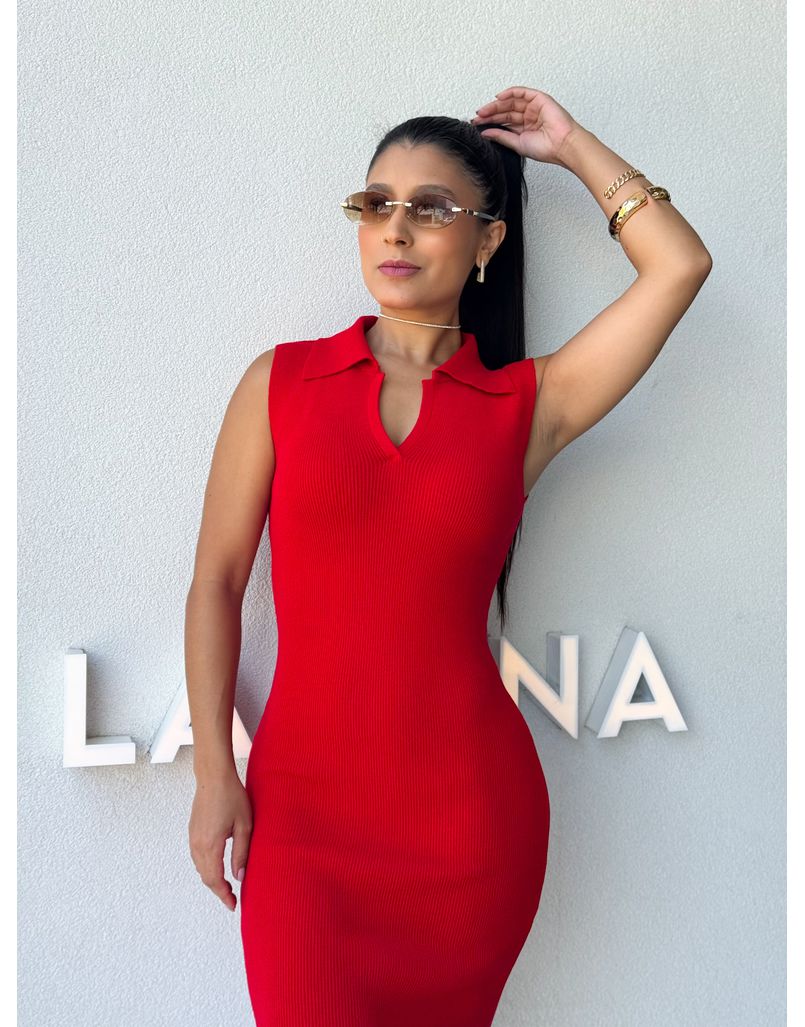 Vestido Gola Polo Chloe Vermelho