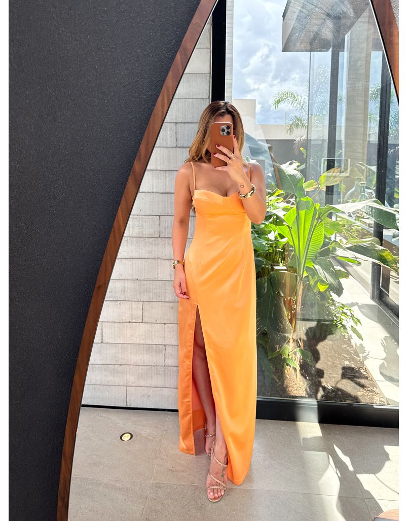 Vestido Acetinado Gabi Aperol