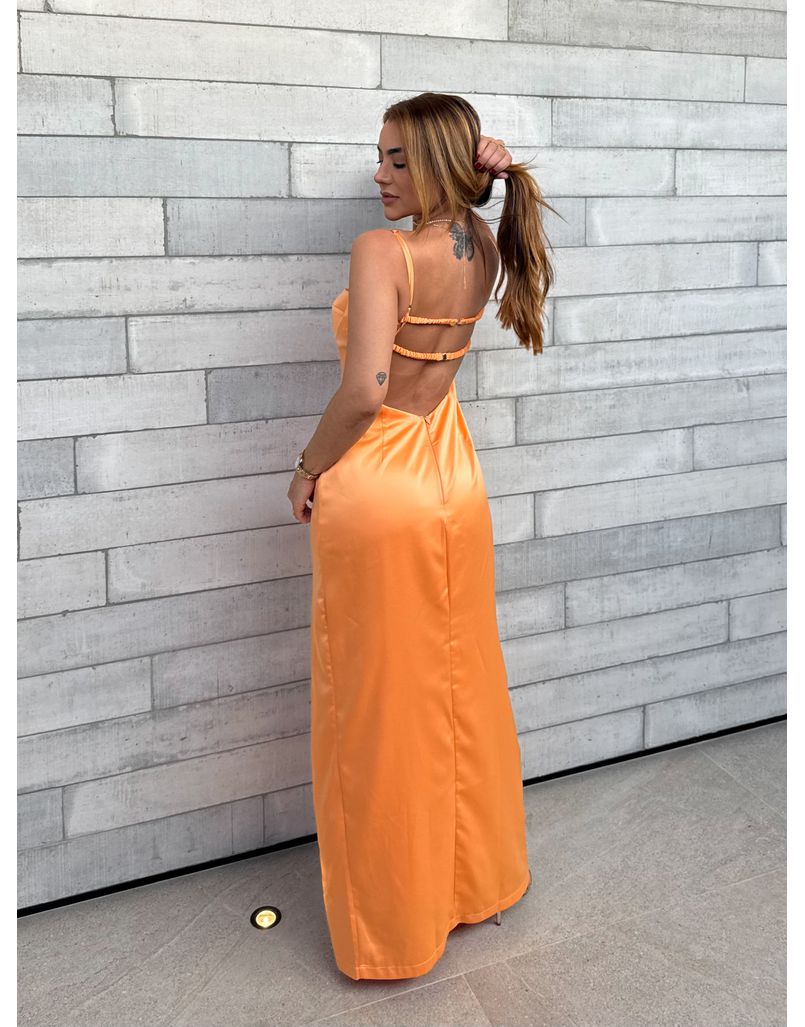 Vestido Acetinado Gabi Aperol