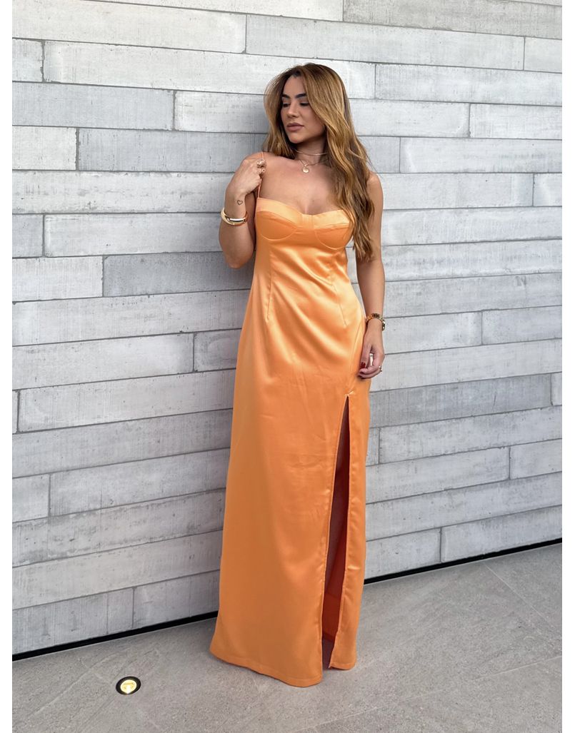 Vestido Acetinado Gabi Aperol