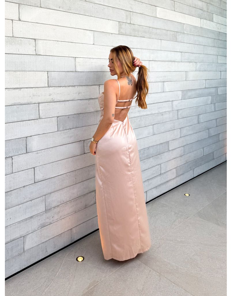 Vestido Acetinado Gabi Champagne