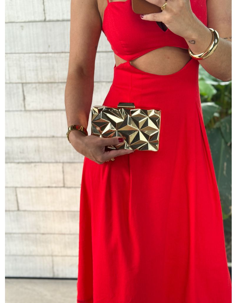 Clutch Geometrica Dourada 