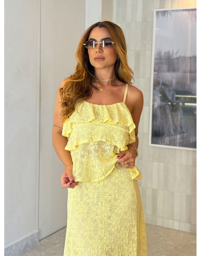 Conjunto Rendado Dara Amarelo